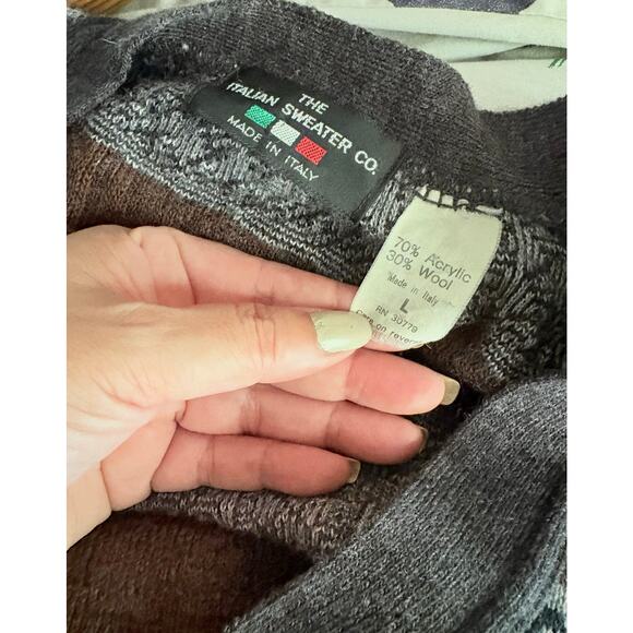 Vintage Italian Sweater Co. Wool Blend Cardigan L Fair Isle Knit - Picture 2 of 3